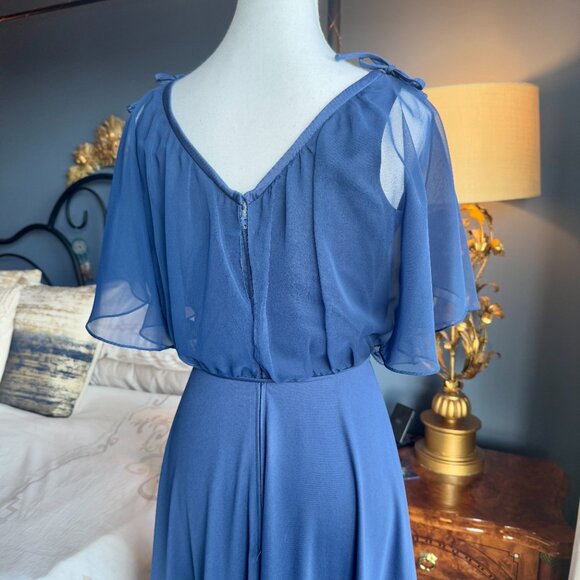 Vintage Navy Blue Chiffon Maxi Dress - Picture 8 of 14